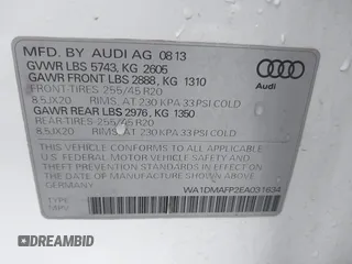 2014 Audi Q5 Premium Plus with VIN WA1DMAFP2EA031634, listed as a IAAI auction lot 41499664 with 137,842 mi miles and . Bid and sale history available at DreamBid. Image 9.