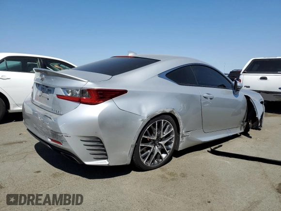2015 Lexus RC 350 with VIN JTHHE5BC1F5002505, listed as a Copart auction lot 69480104 with 57,600 mi miles and Salvage Title. Bid and sale history available at carsss.com. Image 3.