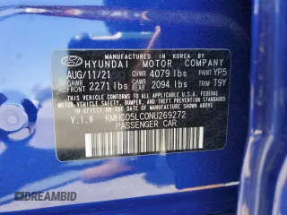 2022 Hyundai Ioniq Limited с VIN KMHC05LC0NU269272, выставлен на аукционе Copart как лот 52376575 с пробегом 43 141 миль миль и Чистый • Clean title. История ставок и продаж доступна на DreamBid. Изображение 13.