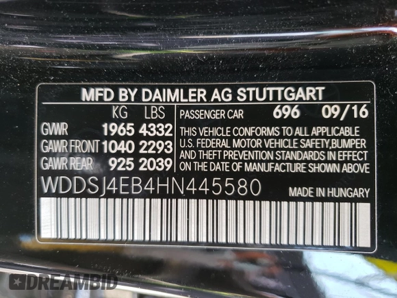2017 Mercedes-Benz CLA with VIN WDDSJ4EB4HN445580, listed as a Copart auction lot 47179943 with 73,183 mi miles. Bid and sale history available at carsss.com. Image 12.