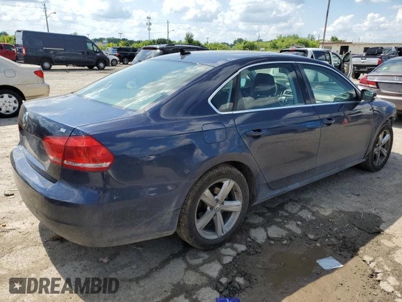 2013 Volkswagen Passat SE with VIN 1VWBP7A35DC087692, listed as a Copart auction lot 62236985 with 195,921 mi miles and Salvage title. Bid and sale history available at DreamBid. Image 3.