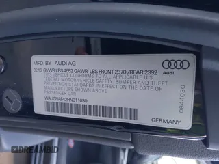 2017 Audi A4 Premium with VIN WAUGNAF42HN011030, listed as a IAAI auction lot 42674588 with 62,802 mi miles and . Bid and sale history available at DreamBid. Image 9.