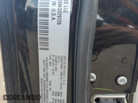 2021 Jeep Cherokee Limited z VIN 1C4PJMDX4MD229726, wystawiony jako Copart lot #56583315 z przebiegiem 46 704 mil mil oraz Szkoda całkowita • Salvage title. Historia ofert i sprzedaży dostępna na DreamBid. Obrazek 13.