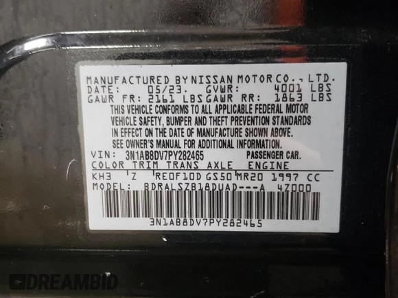 2023 Nissan Sentra SR with VIN 3N1AB8DV7PY282465, listed as a Copart auction lot 48963925 with 8,214 mi miles and Salvage Title. Bid and sale history available at carsss.com. Image 13.