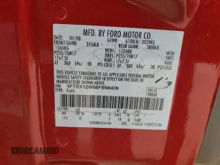 2008 Ford F-150 STX with VIN 1FTRX12W68FB98439, listed as a Copart auction lot 53005505 with 190,752 mi miles and Salvage title. Bid and sale history available at DreamBid. Image 14.