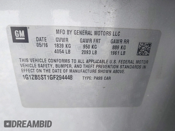2016 Chevrolet Malibu LS с VIN 1G1ZB5ST1GF294448, выставлен на аукционе IAAI как лот 42462807 с пробегом 131 698 миль миль и . История ставок и продаж доступна на DreamBid. Изображение 9.