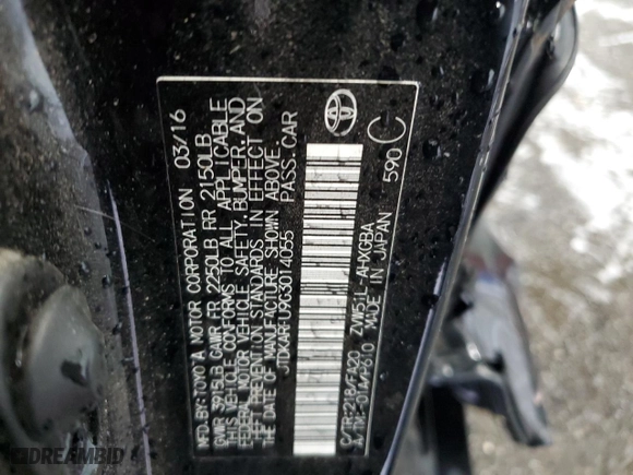 2016 Toyota Prius Four with VIN JTDKARFU9G3014055, listed as a Copart auction lot 42946695 with 0 mi miles and Salvage Title. Bid and sale history available at carsss.com. Image 26.