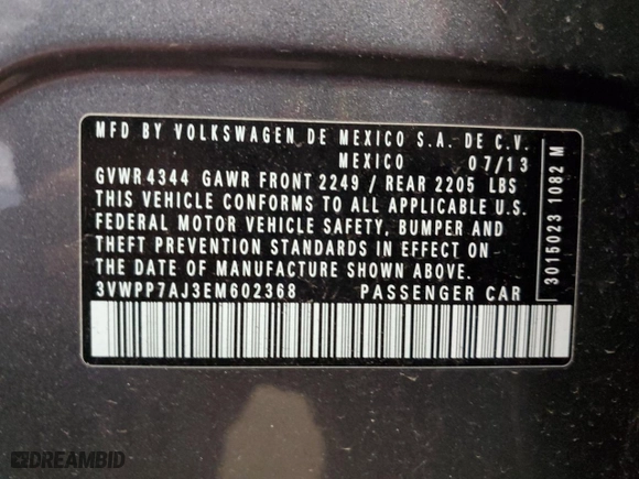 2014 Volkswagen Jetta SportWagen S with VIN 3VWPP7AJ3EM602368, listed as a Copart auction lot 49089505 with 171,152 mi miles and Clean Title. Bid and sale history available at carsss.com. Image 12.