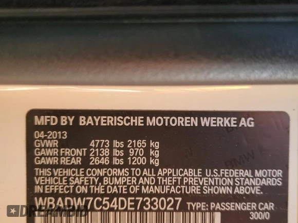 2013 BMW 3 Series 328i with VIN WBADW7C54DE733027, listed as a Copart auction lot 51544535 with 127,693 mi miles and Salvage Title. Bid and sale history available at carsss.com. Image 14.