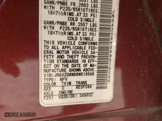 2006 Nissan Murano S with VIN JN8AZ08WX6W518596, listed as a Copart auction lot 78172834 with 218,147 mi miles and Salvage Title. Bid and sale history available at carsss.com. Image 16.
