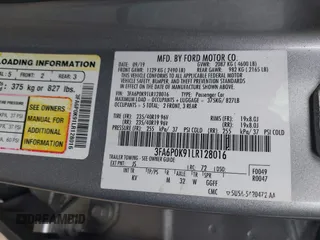 2020 Ford Fusion Titanium с VIN 3FA6P0K91LR128016, выставлен на аукционе IAAI как лот 41947905 с пробегом 79 622 миль миль и . История ставок и продаж доступна на DreamBid. Изображение 9.