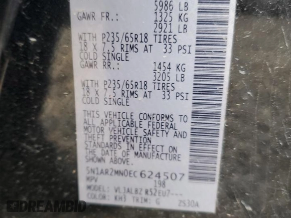 2014 Nissan Pathfinder S z VIN 5N1AR2MN0EC624507, wystawiony jako Copart lot #54623375 z przebiegiem 155 701 mil mil oraz Szkoda całkowita • Salvage title. Historia ofert i sprzedaży dostępna na DreamBid. Obrazek 13.