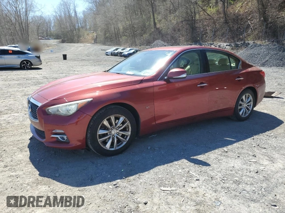 2014 Infiniti Q50 Premium with VIN JN1BV7AR7EM689215, listed as a Copart auction lot 53778625 with 110,164 mi miles and Salvage Title. Bid and sale history available at carsss.com. Image 1.
