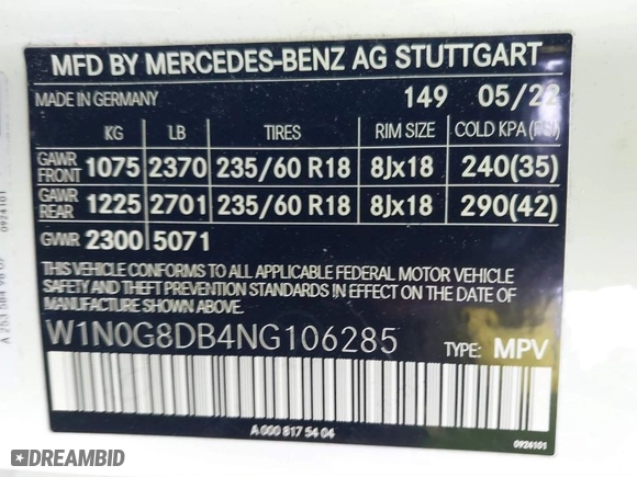 2022 Mercedes-Benz GLC with VIN W1N0G8DB4NG106285, listed as a IAAI auction lot 41349714 with 31,975 mi miles. Bid and sale history available at carsss.com. Image 9.