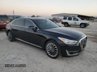 2018 Genesis G90 3.3T Premium with VIN KMHG34JA7JU039128, listed as a Copart auction lot 80633884 with 64,753 mi miles and Salvage Title. Bid and sale history available at carsss.com. Image 4.