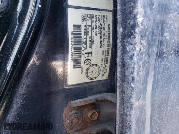 2012 Nissan Versa S with VIN 3N1BC1CPXCL368694, listed as a Copart auction lot 46326935 with 244,566 mi miles and Salvage Title. Bid and sale history available at carsss.com. Image 12.