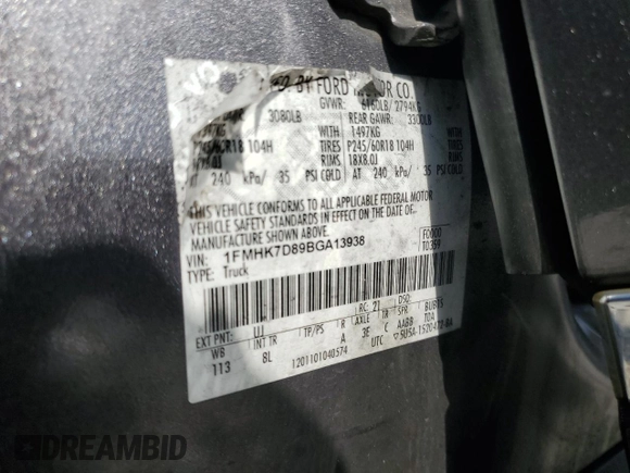 2011 Ford Explorer XLT с VIN 1FMHK7D89BGA13938, выставлен на аукционе Copart как лот 57332585 с пробегом 228 063 миль миль и Списание • Salvage title. История ставок и продаж доступна на DreamBid. Изображение 13.
