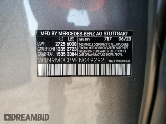 2023 Mercedes-Benz EQB 250+ z VIN W1N9M0CB9PN049292, wystawiony jako Copart lot #71847134 z przebiegiem 3 866 mil mil oraz Szkoda całkowita • Salvage title. Historia ofert i sprzedaży dostępna na DreamBid. Obrazek 13.