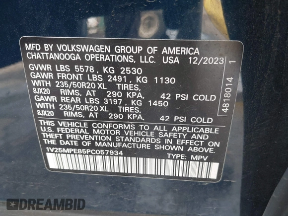 2023 Volkswagen ID.4 S z VIN 1V25MPE85PC057934, wystawiony jako IAAI lot #41135412 z przebiegiem 13 684 mil mil oraz . Historia ofert i sprzedaży dostępna na DreamBid. Obrazek 9.
