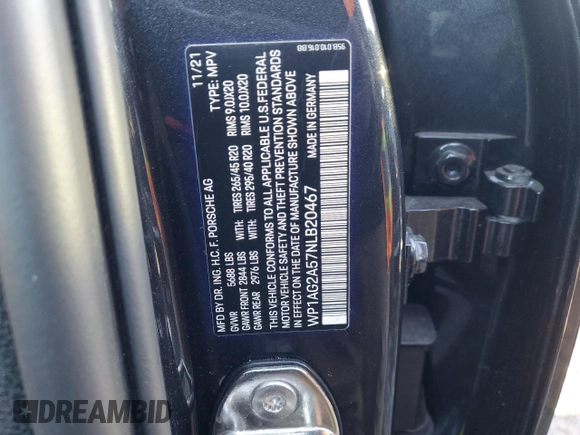2022 Porsche Macan S z VIN WP1AG2A57NLB20467, wystawiony jako Copart lot #42649085 z przebiegiem Nie podano mil oraz Czysty tytuł • Clean title. Historia ofert i sprzedaży dostępna na DreamBid. Obrazek 13.