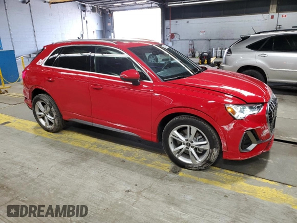 2023 Audi Q3 S line Premium Plus with VIN WA1EECF35P1040308, listed as a Copart auction lot 60119435 with 12,244 mi miles and Salvage title. Bid and sale history available at DreamBid. Image 4.