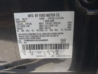 2020 Ford Explorer Platinum with VIN 1FM5K8HC4LGA48685, listed as a IAAI auction lot 41343225 with 55,459 mi miles. Bid and sale history available at carsss.com. Image 9.