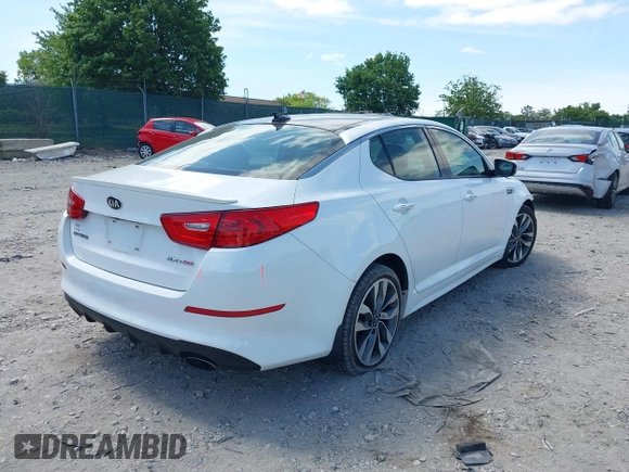 2015 Kia Optima SX Turbo with VIN 5XXGR4A60FG383315, listed as a IAAI auction lot 42299144 with 95,615 mi miles and . Bid and sale history available at DreamBid. Image 4.
