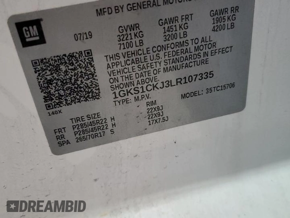 2020 GMC Yukon Denali with VIN 1GKS1CKJ3LR107335, listed as a Copart auction lot 49971315 with 139,967 mi miles and Salvage Title. Bid and sale history available at carsss.com. Image 13.