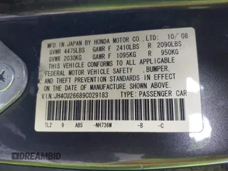 2009 Acura TSX with VIN JH4CU26689C029183, listed as a IAAI auction lot 41752509 with 169,872 mi miles. Bid and sale history available at carsss.com. Image 9.