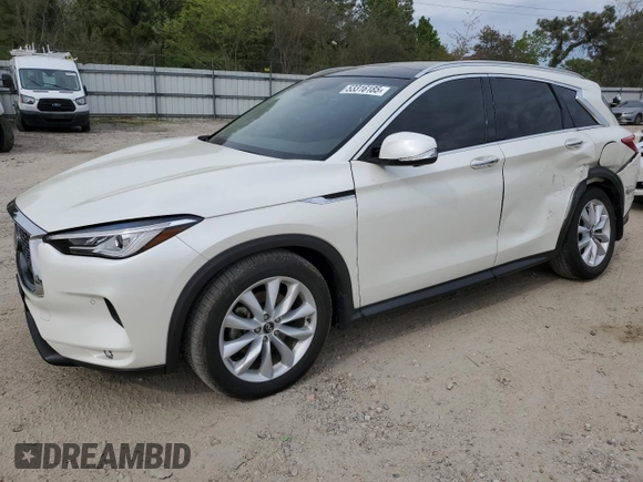 2019 Infiniti QX50 Essential with VIN 3PCAJ5M38KF121754, listed as a Copart auction lot 53316185 with 50,966 mi miles and Salvage title. Bid and sale history available at DreamBid. Image 1.