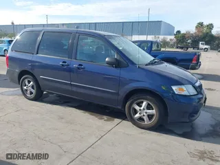 2003 Mazda MPV LX with VIN JM3LW28A030354777, listed as a IAAI auction lot 41624923 with 199,283 mi miles. Bid and sale history available at carsss.com. Image 1.