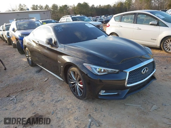 2017 Infiniti Q60 Red Sport 400 with VIN JN1FV7EL1HM700317, listed as a IAAI auction lot 41149036 with 76,654 mi miles and . Bid and sale history available at carsss.com. Image 1.