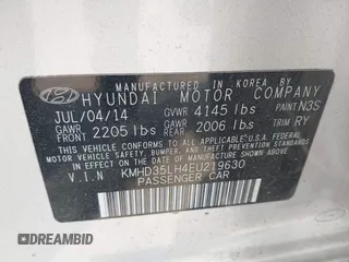 2014 Hyundai Elantra with VIN KMHD35LH4EU219630, listed as a IAAI auction lot 42421681 with 113,442 mi miles and . Bid and sale history available at DreamBid. Image 9.