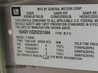2005 GMC Envoy SLE z VIN 1GKDT13S252331044, wystawiony jako IAAI lot #41749219 z przebiegiem 263 876 mil mil oraz . Historia ofert i sprzedaży dostępna na DreamBid. Obrazek 9.