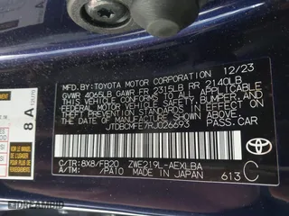 2024 Toyota Corolla Hybrid LE with VIN JTDBCMFE7RJ026693, listed as a IAAI auction lot 41647086 with 22,395 mi miles. Bid and sale history available at carsss.com. Image 9.