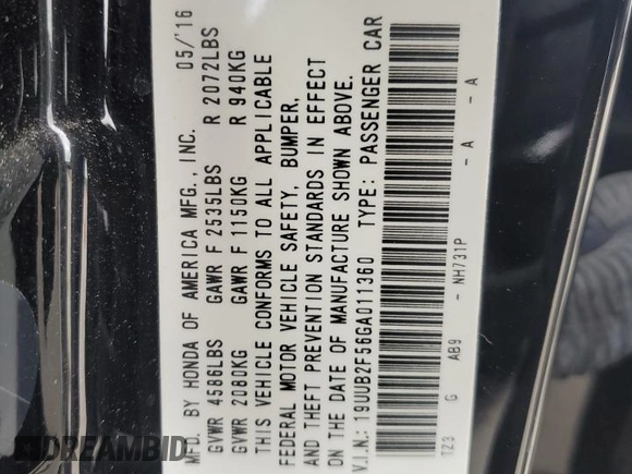 2016 Acura TLX V6 Tech with VIN 19UUB2F56GA011360, listed as a Copart auction lot 44901645 with 138,077 mi miles and Salvage Title. Bid and sale history available at carsss.com. Image 13.