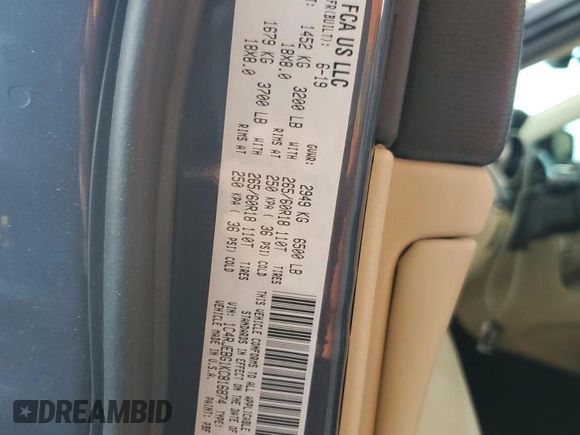 2019 Jeep Grand Cherokee Limited с VIN 1C4RJEBG1KC816874, выставлен на аукционе Copart как лот 58926935 с пробегом 36 704 миль миль и Списание • Salvage title. История ставок и продаж доступна на DreamBid. Изображение 14.