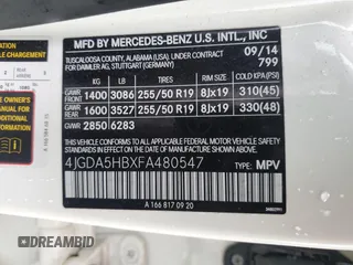 2015 Mercedes-Benz M 350 z VIN 4JGDA5HBXFA480547, wystawiony jako Copart lot #55746865 z przebiegiem 94 050 mil mil oraz Szkody całkowita. Historia ofert i sprzedaży dostępna na DreamBid. Obrazek 13.