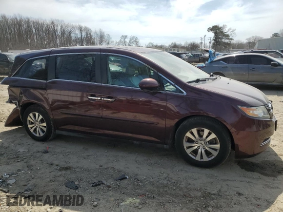 2014 Honda Odyssey EX-L with VIN 5FNRL5H61EB077828, listed as a Copart auction lot 46304125 with 104,367 mi miles and Salvage Title. Bid and sale history available at DreamBid. Image 4.