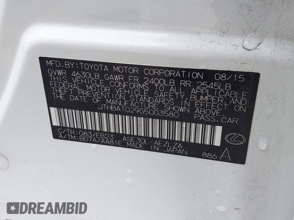 2016 Lexus IS 200t z VIN JTHBA1D29G5003580, wystawiony jako IAAI lot #41236252 z przebiegiem Nie podano mil oraz . Historia ofert i sprzedaży dostępna na DreamBid. Obrazek 9.