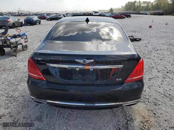 2018 Genesis G90 5.0L Ultimate with VIN KMHG54JH1JU043991, listed as a Copart auction lot 77817624 with 79,313 mi miles and Salvage Title. Bid and sale history available at carsss.com. Image 6.