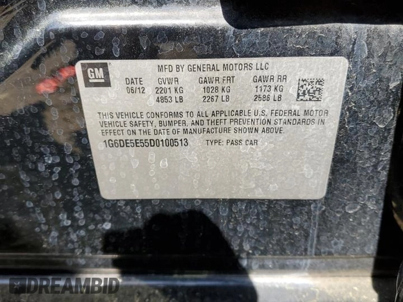 2013 Cadillac CTS Luxury with VIN 1G6DE5E55D0100513, listed as a Copart auction lot 52368125 with 94,604 mi miles and Salvage Title. Bid and sale history available at carsss.com. Image 14.