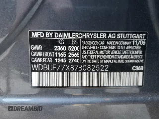 2007 Mercedes-Benz E 63 AMG with VIN WDBUF77X87B082522, listed as a Copart auction lot 42189345 with 78,835 mi miles and Salvage Title. Bid and sale history available at carsss.com. Image 14.