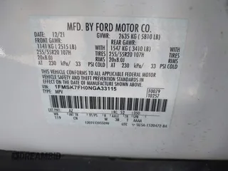 2022 Ford Explorer Limited with VIN 1FMSK7FH0NGA33115, listed as a IAAI auction lot 41328784 with 48,292 mi miles. Bid and sale history available at carsss.com. Image 9.