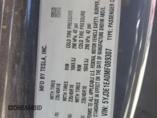 2021 Tesla Model 3 Standard Range Plus z VIN 5YJ3E1EA0MF089307, wystawiony jako Copart lot #50575465 z przebiegiem 131 251 mil mil oraz Szkody całkowita. Historia ofert i sprzedaży dostępna na DreamBid. Obrazek 12.