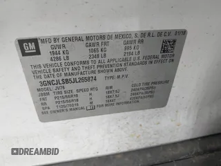 2018 Chevrolet Trax LT with VIN 3GNCJLSB5JL265874, listed as a IAAI auction lot 41962064 with 51,229 mi miles. Bid and sale history available at carsss.com. Image 9.