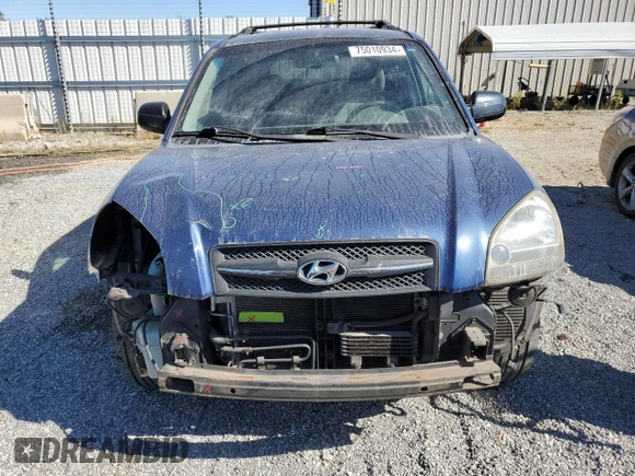 2007 Hyundai Tucson SE with VIN KM8JN12D37U671575, listed as a Copart auction lot 75010934 with 160,661 mi miles and Salvage Title. Bid and sale history available at carsss.com. Image 5.
