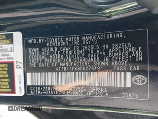 2013 Toyota Camry L with VIN 4T1BF1FK8DU276491, listed as a IAAI auction lot 41857992 with 119,143 mi miles. Bid and sale history available at carsss.com. Image 9.