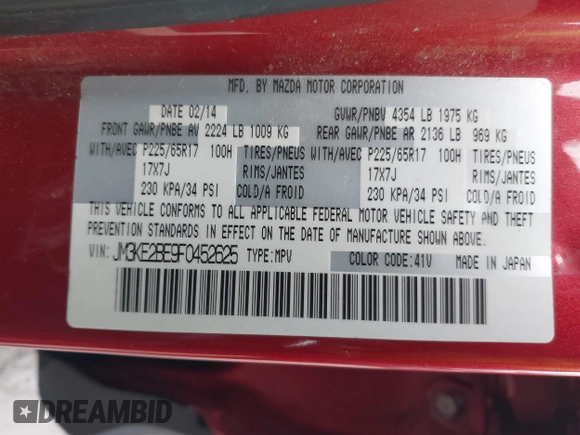 2015 Mazda CX-5 Sport z VIN JM3KE2BE9F0452625, wystawiony jako IAAI lot #42114867 z przebiegiem 167 849 mil mil oraz . Historia ofert i sprzedaży dostępna na DreamBid. Obrazek 9.