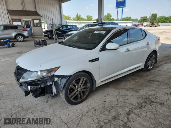 2013 Kia Optima SX with VIN 5XXGR4A67DG205852, listed as a Copart auction lot 59938975 with 190,329 mi miles and Salvage title. Bid and sale history available at DreamBid. Image 1.